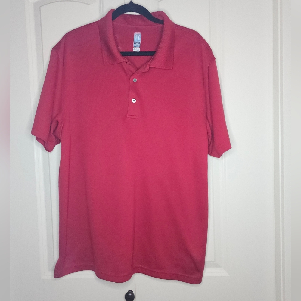 PGA Tour Mens  Red Polo Golf Shirt Short-Sleeve SZ XL